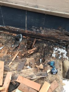 Dry rot damage while performing a roof tear out in Vancouver WA